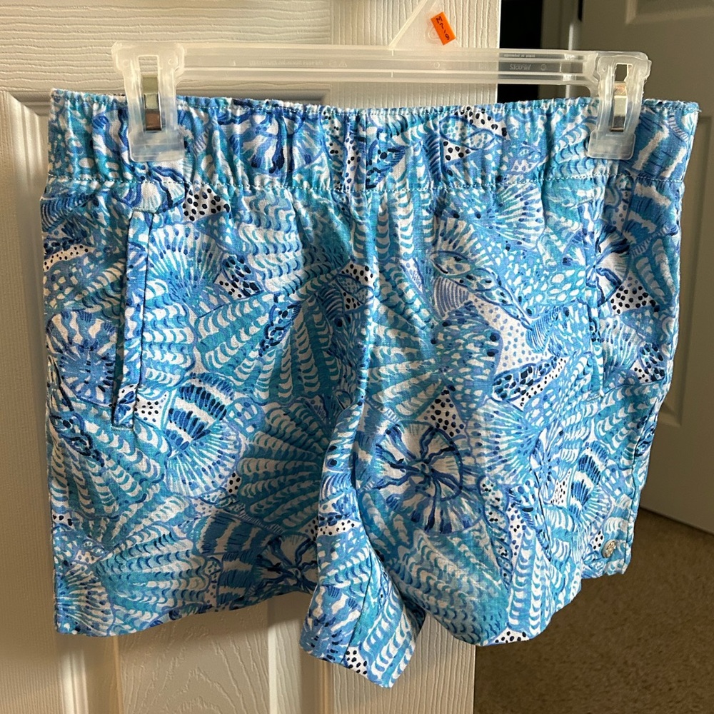 Lilly Pulitzer LILO Linen Short Amalfi Blue By the Seashore Size S NWT